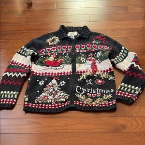 Vintage Tiara International “Let it snow” zip up Christmas sweater, size M.